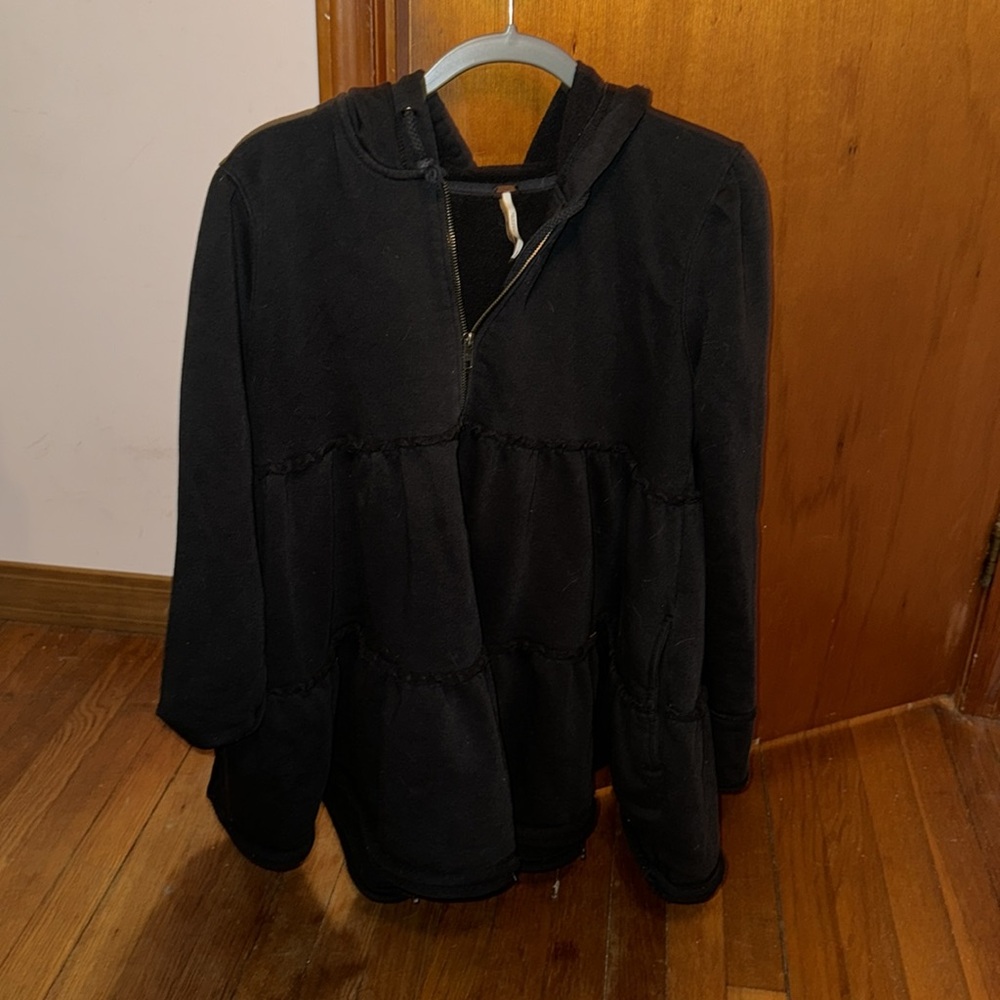 Medium free people black sweater with hoodie